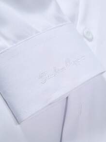 Manfinity Mode Camisa de manga larga de unicolor para hombre con puños bordados, para el otoño - Blanco - Ver 5