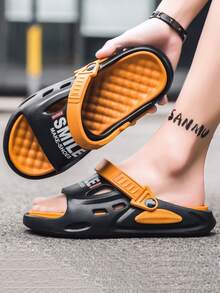 男士夏季戶外時尚防滑厚底休閒沙灘鞋,適用於沙灘和運動 - 黑色 - 查看 4