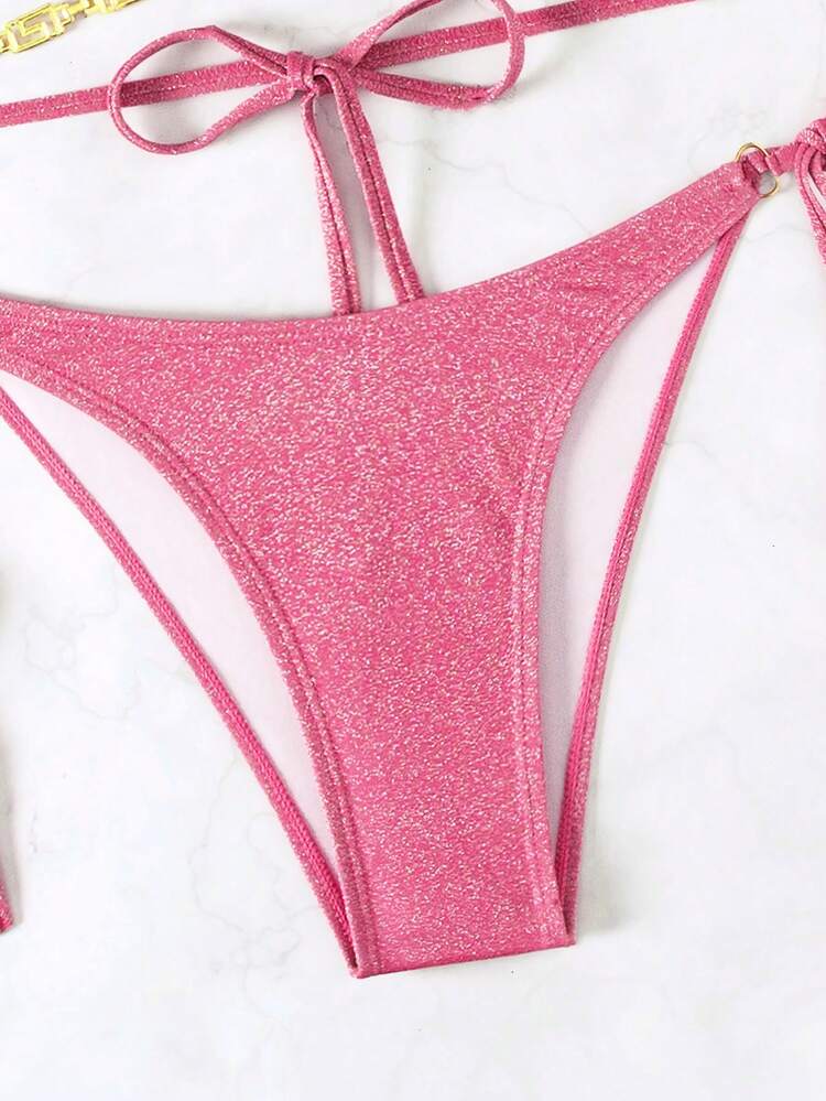 Summer Slim Fit Detail Hang-Neck Bikini Set