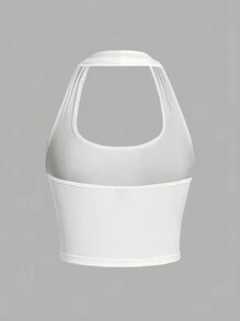 SHEIN EZwear Cute Cherry Pattern Casual Halter Neck Slim Fit Women Tank Top, Suitable For Summer Back To School