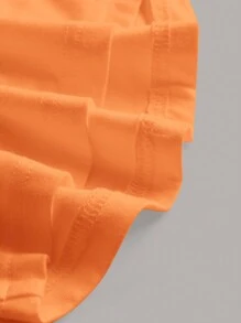 SHEIN EZwear Black Mock Neck Ruched Tank Top - Orange - View 3