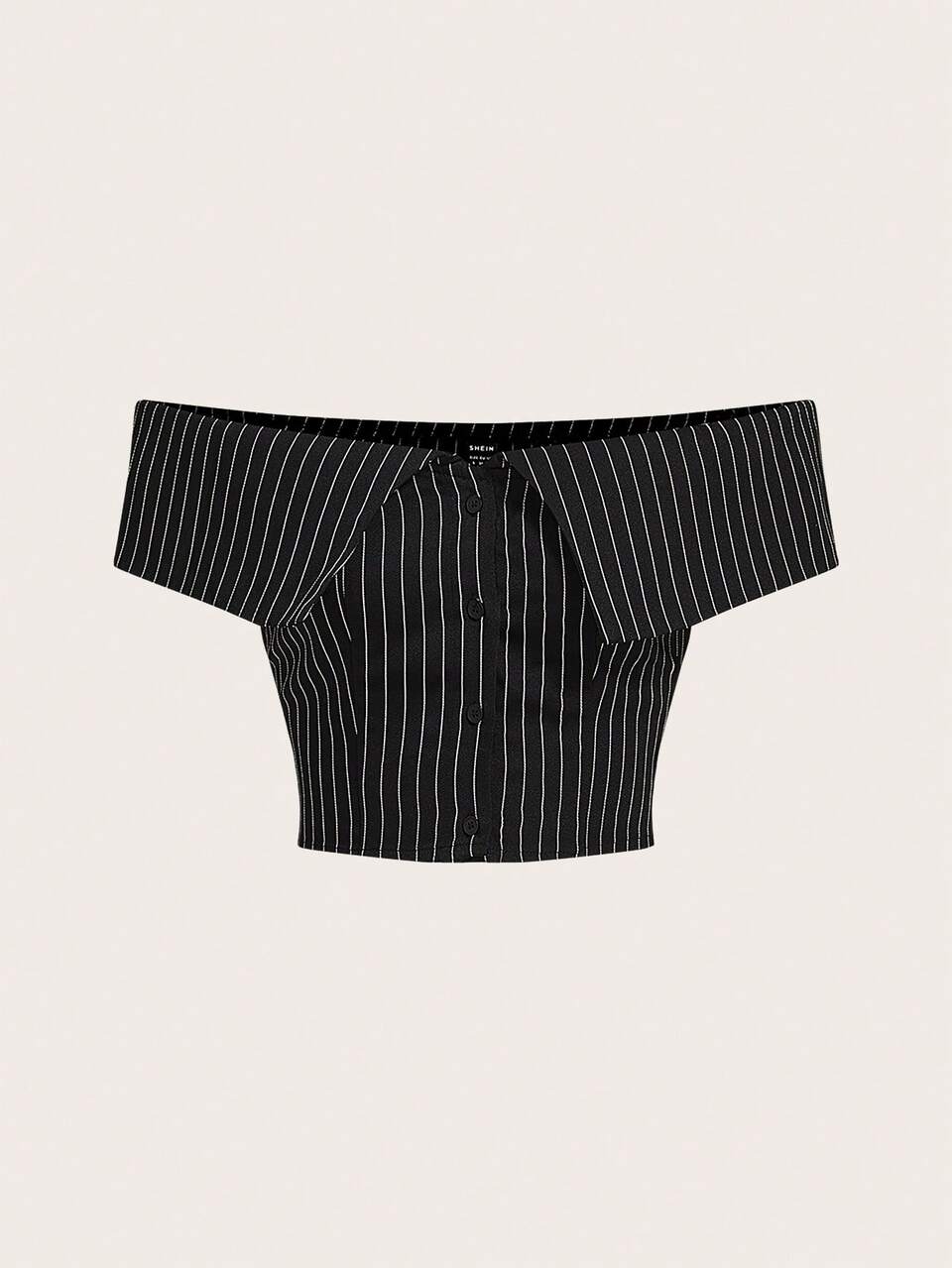 Women's Striped One Shoulder Going Out Off Shoulder Revers Cropped Top