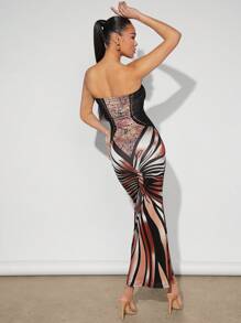 Hauture Women's Zebra Print Strapless Dress - Multicolor - View 1