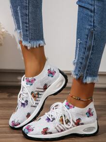 Women's Breathable Lightweight Butterfly Pattern Round Toe Low-Top Athletic Shoes, Comfortable For Spring And Autumn - Multicolor - View 4