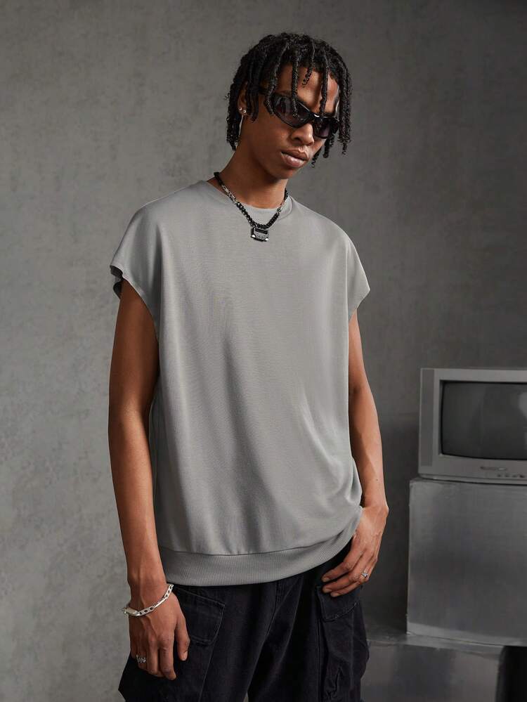 Men's Knitted Letter Printed Casual Sweatshirt Vest, For Fall Winter