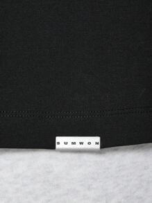 SUMWON 背面带有图案印花的 T 恤，适合日常穿着 - 黑色 - 查看 5