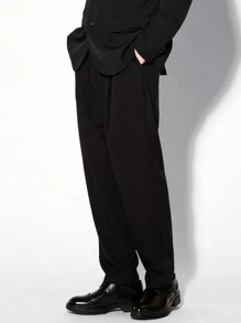 AKNOTIC Business Casual 男士簡單易護理直筒褲款，並附有口袋 - 黑色 - 查看 1