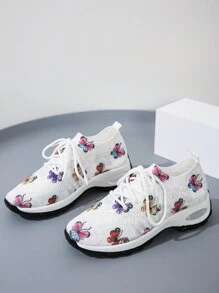 Women's Breathable Lightweight Butterfly Pattern Round Toe Low-Top Athletic Shoes, Comfortable For Spring And Autumn - Multicolor - View 6