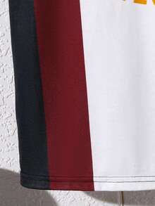 SHEIN Tween男孩寬鬆運動風彩色拼接棒球字母短袖T恤，圓領設計 - 彩色 - 查看 5