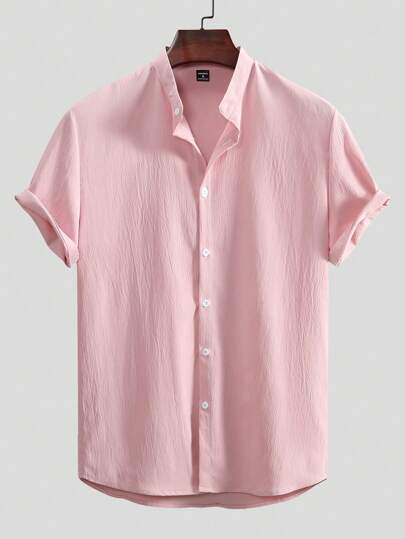 Manfinity Homme 男士純色休閒短袖襯衫