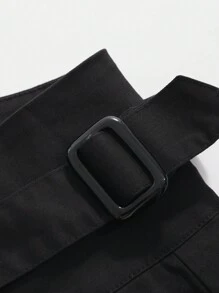 FRIFUL Designer 女式黑色百褶裙，设计感十足，秋季半身裙 - 黑色 - 查看 7
