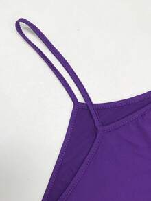 SHEIN LUNE 大尺寸純色不對稱鬆身休閒背心上衣，寬鬆下擺 - 紫色 - 查看 4