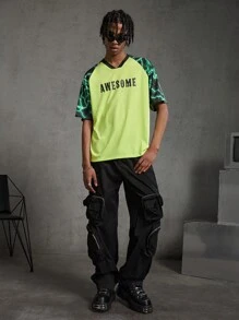 Manfinity VCAY 男士印花接縫休閒t恤