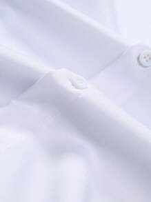 Manfinity Mode Camisa de manga larga de unicolor para hombre con puños bordados, para el otoño - Blanco - Ver 7