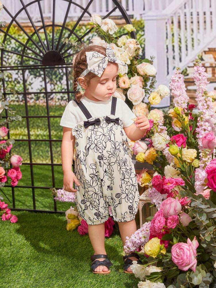 Baby Girl's Spring/Summer Floral Print Halter Casual Romper For Beach Vacation
