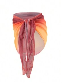 SHEIN Swim Summer Beach Ombre Knot Side Cover Up Skirt