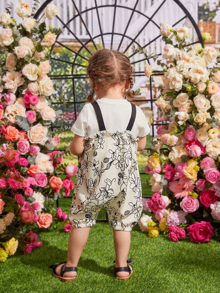 Baby Girl's Spring/Summer Floral Print Halter Casual Romper For Beach Vacation