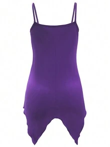 SHEIN LUNE 大尺寸純色不對稱鬆身休閒背心上衣，寬鬆下擺 - 紫色 - 查看 2