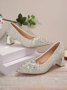 New Style Women's Wedding Bridal Shoes, Single High Heel Shoes, Wedding High Heels - Apricot - View 5