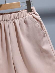 SHEIN Set da 2 pezzi composto da camicia a maniche corte con colletto alla coreana e stampa in caratteri cinesi, e pantaloncini per ragazzi pre-adolescenti, stile casual cinese