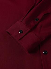 Calvornis Camisa de manga larga de unicolor para hombres, para otoño, formal, ceremonia - Burdeos - Ver 6