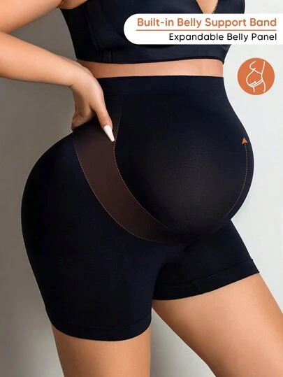 Maternity High Waist Mesh Patchwork Short Leggings