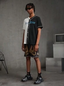 Mainfolk 男士色塊字母印花針織休閒襯衫 - 彩色 - 查看 3