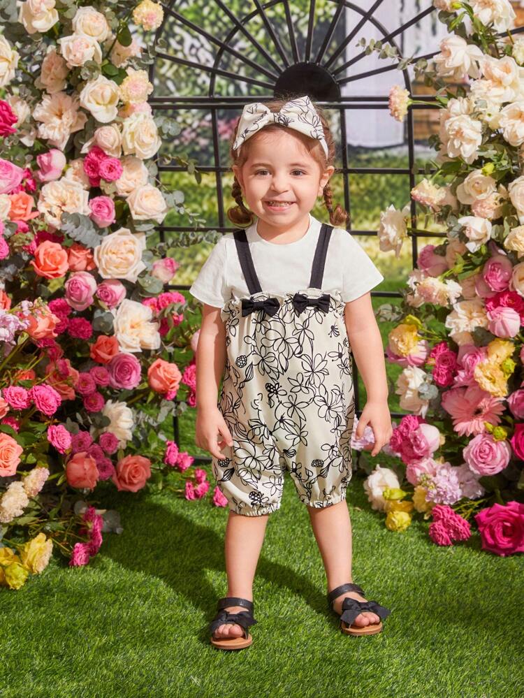 Baby Girl's Spring/Summer Floral Print Halter Casual Romper For Beach Vacation