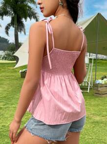 Flirla Jednolity kolor Sznurowane Top Halter