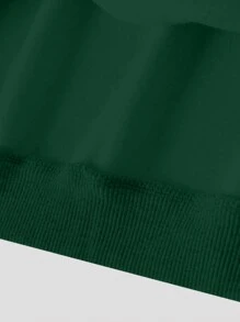 INAWLY Plus Size Women's Solid Color V-Neck Drop Shoulder Long Sleeve Sweatshirt - Green - View 3