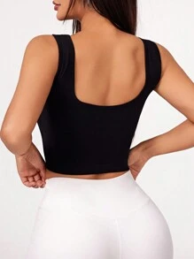 Easithlete Black Seamless Sports Bra - Black - View 2