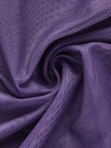 ROMWE Goth Của phụ nữ Lưới Dây Hoa Pha lê Nghệ Embellished Eo Xếp li Áo - Màu tím - Xem 3