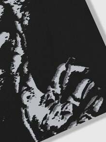 ROMWE MEN Grunge Punk Men's Silhouette Figure Print T-Shirt, High Street Vintage Style