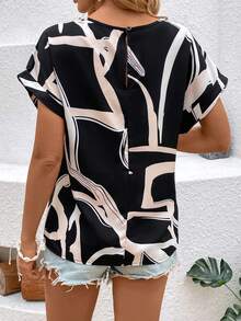 SHEIN Frenchy 女士隨機印花蝙蝠袖襯衫