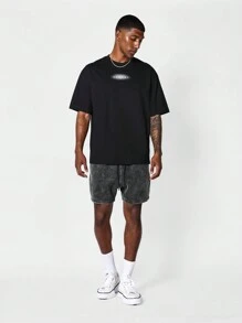 SUMWON Tee With Thunder Graphic Print For Daily Wear - Black - View 3