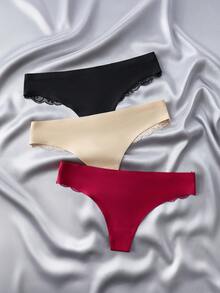 3pcs Của phụ nữ Ren gợi cảm Thongs - Nhiều màu - Xem 6