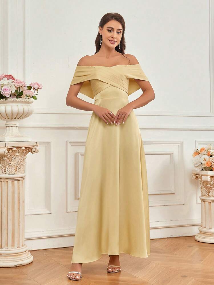 Solid Color Off Shoulder Bridesmaid Dress