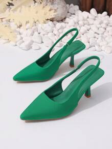 Damen Spitz zulaufende Stiletto-High-Heel-Sandalen, simpler eleganter Stil geeignet für Arbeit, Pendeln, Party, Modeschau, Farbe Schwarz