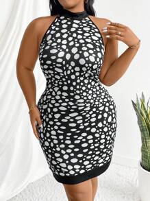 NU&NOW Kích thước lớn Không tay In vết tròn Polka Váy bodycon - Nhiều màu - Xem 3