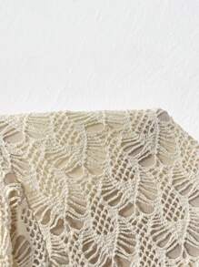 SHEIN Privé Chất rắn Kết cấu Quây Váy bodycon - Màu be - Xem 7