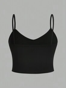 SHEIN EZwear 3 件套女士加大码纯色黑色吊带背心，休闲修身款，适合夏季 - 彩色 - 查看 5