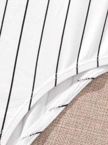 SHEIN Body sans manches tricoté pour jeune fille à rayures et lettres, col rond - Noir et Blanc - Voir 3