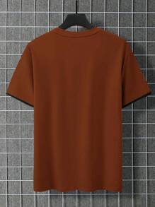 Manfinity Homme 男士貼袋圓領 T 卹 - 棕色 - 查看 2