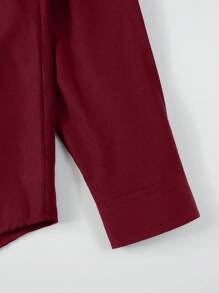 Calvornis Camisa de manga larga de unicolor para hombres, para otoño, formal, ceremonia - Burdeos - Ver 7