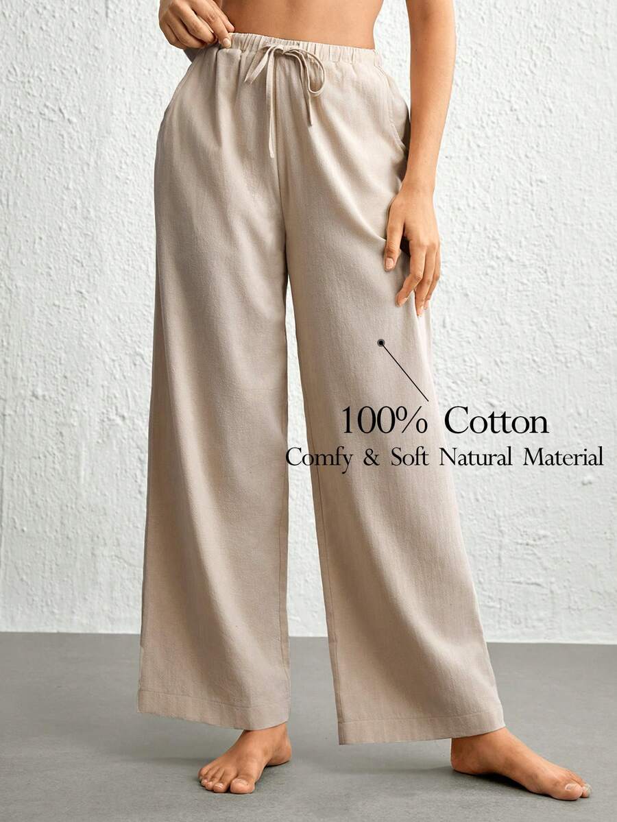 Eo dây rút quần ống rộng Quần thể thao - Màu Khaki - Xem 1