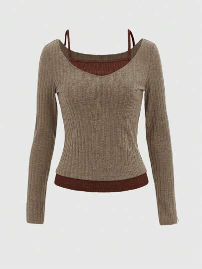 Camiseta 2 en 1 de canalé