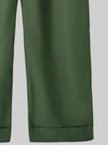 Manfinity Homme Nam Tay áo dài Áo liền quần Với Flap túi - xanh quân đội - Xem 4