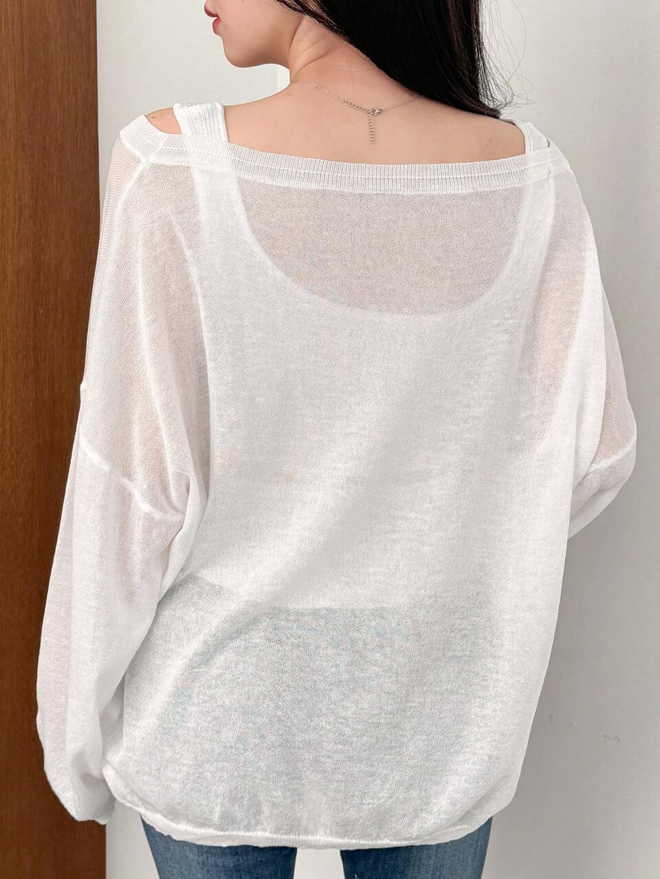 Women's Solid Color Vest & Drop Shoulder Sweater 2pcs Set Sheer,Fall Women Clothes