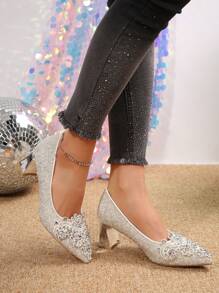 New Style Women's Wedding Bridal Shoes, Single High Heel Shoes, Wedding High Heels - Apricot - View 2