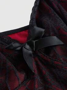 ROMWE Grunge Punk Contrast Lace Bow Front Cami Top, School